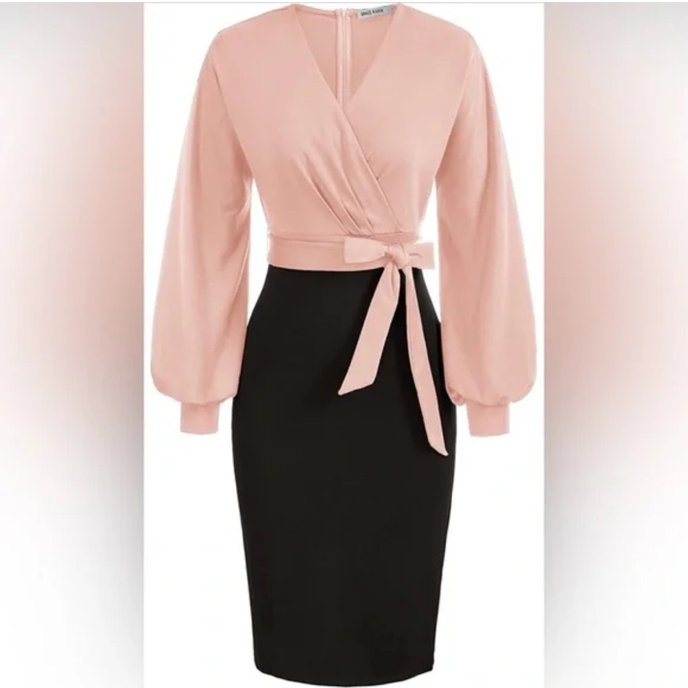 Grace Karin pink and black pencil skirt dress size small